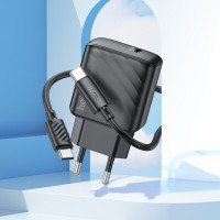 Мережевий зарядний пристрій HOCO CS22A Value single port PD30W charger set(Type-C to Type-C) Black (Цвет 7073) - фото № 8