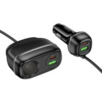 Автомобільний зарядний пристрій HOCO Z59A Rank 96W(2C2A) cigarette lighter slot car charger Black (Колір 7073) - фото № 5