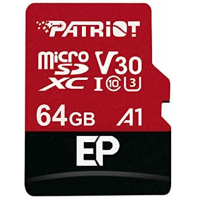 microSDXC (UHS-1 U3) Patriot EP Series 64Gb Class 10 V30 (R-100MB/s, W-80MB/s) (adapter SD) - изображение 1