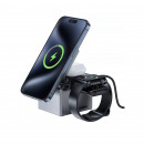 Бездротовий зарядний пристрій ACEFAST E18 Rubik's Cube 3-in-1 wireless charging holder Metal Gray