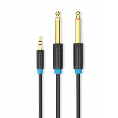 Кабель Vention 3.5mm TRS Male to Dual 6.35mm Male Audio Cable 1.5M Black (BACBG) - изображение 1