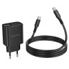 Мережевий зарядний пристрій BOROFONE BA97A Ilustre single-port PD30W charger with digital display set (C to C) (EU) Black (7073)- № 7