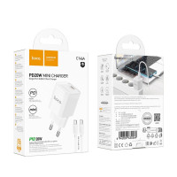 Мережевий зарядний пристрій HOCO C146A Charm single port PD20W charger set (C to C) (EU) White (Колір Білий) - фото № 2