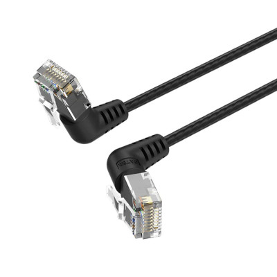 Кабель Vention Cat6A UTP Rotate Right Angle Ethernet Patch Cable 0.5M Black Slim Type - зображення 1