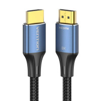 Кабель Vention Cotton Braided HDMI-A Male to Male HD v2.1 Cable 8K 5M Blue Aluminum Alloy Type (ALGLJ) (Колір Синий) - фото № 3
