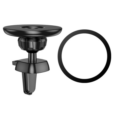 Тримач для мобільного HOCO CA112 Excelle air outlet ring magnetic car holder Black - изображение 5