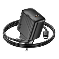 Мережевий зарядний пристрій HOCO CS24A Puerto single-port PD25W charger set (C to C)(EU) Black (Колір 7073) - фото № 6