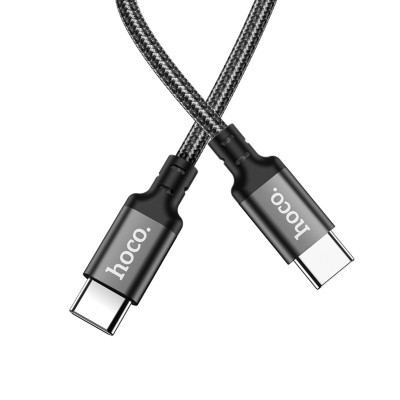 Кабель HOCO X14 Type-C to Type-C 60W, 1m, nylon, aluminum connectors, Black - зображення 1
