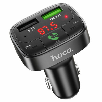 АЗП з FM-модулятором HOCO E59 Promise QC3.0 car BT FM transmitter 18W Black - зображення 1