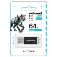 Флеш-накопичувач Wibrand USB 2.0 Cougar 64Gb Black (Колір Черный) - фото № 2