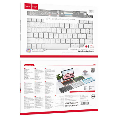 Клавіатура HOCO S55 Transparent Discovery edition wireless BT keyboard Space White - изображение 5