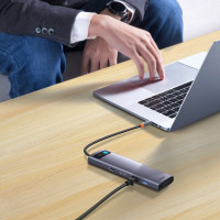 USB-хаб Baseus Metal Gleam Series 12-in-1 Multifunctional Type-C HUB Docking Station Gray (Колір Gray) - фото № 8