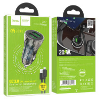 Автомобільний зарядний пристрій HOCO Z47 Transparent Discovery Edition dual port QC3.0 18W (Micro) Transparent Black (Цвет Черный) - фото № 7