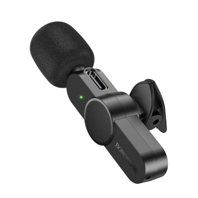 Мікрофон-петличка BOROFONE BFK12 Trophy lavalier wireless digital microphone iP Black - зображення 4