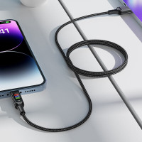 Кабель ACEFAST C7-04 USB to Type-C 3A, 1.2m, nylon, zinc connectors, LED, Black (Цвет Черный) - фото № 5