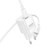 Мережевий зарядний пристрій HOCO C147A Charm PD20W+QC3.0 charger set (C to iP)(EU) White (Білий)- № 4