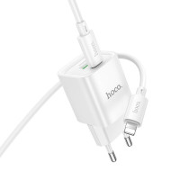 Мережевий зарядний пристрій HOCO C147A Charm PD20W+QC3.0 charger set (C to iP)(EU) White (Колір Білий) - фото № 4