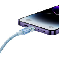 Кабель Baseus Explorer Series Fast Charging Cable with Smart Temperature Control USB to iP 2.4A 1m Blue (Колір Синий) - фото № 7