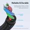 Кабель Vention Cotton Braided 3.5mm Male to Male Right Angle Audio Cable 2M Black Aluminum Alloy Type (BAZBH) - зображення 5