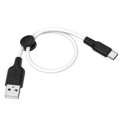 Кабель HOCO X21 Plus USB to Type-C 3A, 0,25м, силикон, силиконовые разъемы, Черный+Белый (6931474712448) - изображение 2