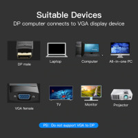 Перехідник Vention DP to VGA Converter 0.15M Black (HBFBB) (Цвет 7073) - фото № 5