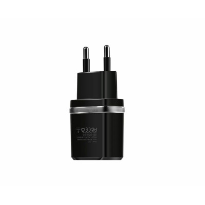 Мережевий зарядний пристрій HOCO C12 Smart dual USB (iP cable)charger set Black - изображение 2