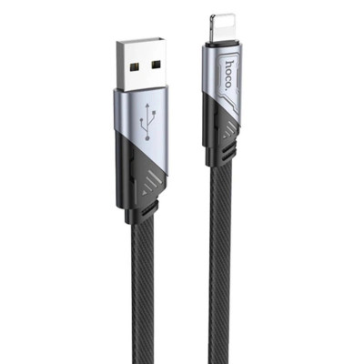 Кабель HOCO U119 USB to iP 2.4A, 1.2m, nylon, aluminum connectors, Black - изображение 1