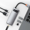 USB-хаб Baseus Metal Gleam Series 6-in-1 Multifunctional （Type-C to HDMI*1+USB3.0*3+PD*1+RJ45*1) (Gray)- № 3