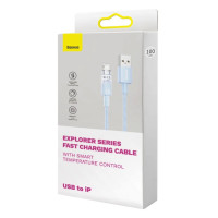 Кабель Baseus Explorer Series Fast Charging Cable with Smart Temperature Control USB to iP 2.4A 1m Blue (Колір Синий) - фото № 2