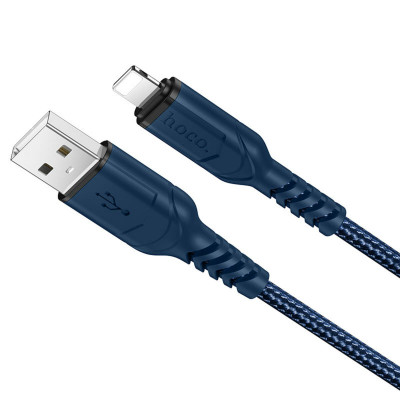 Кабель HOCO X59 USB to iP 2.4A, 1m, nylon, TPE connectors, Blue - изображение 1