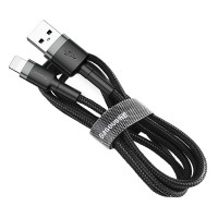 Кабель Baseus Cafule Cable USB For Lightning 2.4A 1m Gray+Black (Цвет Темно-серый) - фото № 3