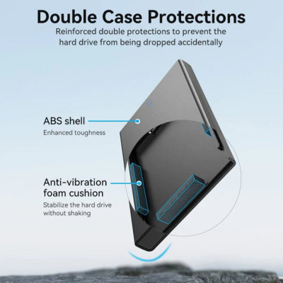 Зовнішній карман Vention 2.5 Inch SATA Hard Drive Enclosure (USB 3.0 Micro-B) Black (KPAB0) - зображення 2