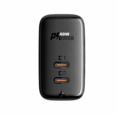 Мережевий зарядний пристрій ACEFAST A9 PD40W(USB-C+USB-C) dual port charger Black - изображение 3