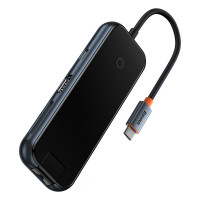 USB-хаб Baseus AcmeJoy 8-Port Type-C HUB Adapter（Type-C to HDMI*1+USB3.0*2+USB2.0*1+Type-C PD&Data*1+RJ45*1+SD/TF*1）Dark Grey (Цвет Темно-серый) - фото № 5