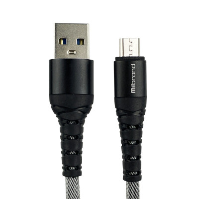Кабель Mibrand MI-14 Fishing Net Charging Line USB for Micro 2A 1m Black/Grey (MIDC/14MBG) - зображення 1
