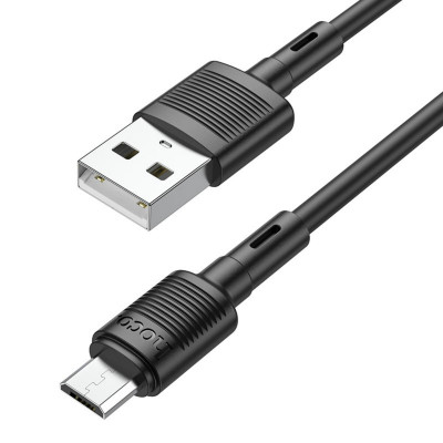 Кабель HOCO X83 USB to Micro 2.4A, 1m, PVC, PVC connectors, Black - изображение 1