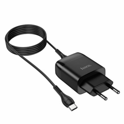 Мережевий зарядний пристрій HOCO C72Q Glorious single port QC3.0 charger set(Type-C)  Black - зображення 3