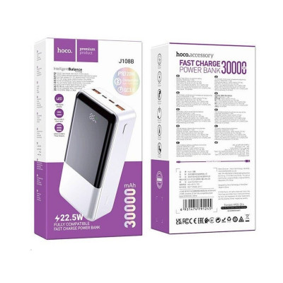 Зовнішній акумулятор HOCO J108B Universe 22.5W fully compatible power bank(30000mAh) White - зображення 5