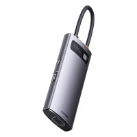 USB-хаб Baseus Metal Gleam Series 6-in-1 Multifunctional （Type-C to HDMI*1+USB3.0*3+PD*1+RJ45*1) (Колір Gray) - фото № 2