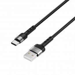 Кабель BOROFONE BX34 USB to Type-C 3A, 1m, nylon, aluminum connectors, Black