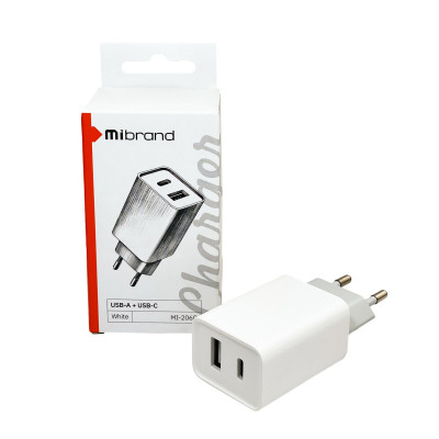 Мережевий зарядний пристрій Mibrand MI-206C Travel Charger USB-A + USB-C White (MIWC/206CUCW) - зображення 4