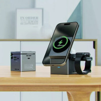 Бездротовий зарядний пристрій ACEFAST E18 Rubik's Cube 3-in-1 wireless charging holder Metal Gray (Цвет Metal Gray) - фото № 7