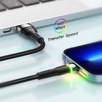 Кабель Essager Colorful LED USB Cable Fast Charging 2.4A USB-A to Lightning 1m black (EXCL-XCD01) (Цвет Черный) - фото № 7