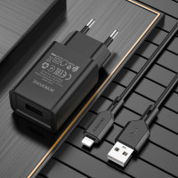 Мережевий зарядний пристрій BOROFONE BA68A Glacier single port charger set(iP) 10.5W Black (Колір Черный) - фото № 3