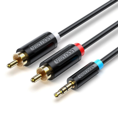 Кабель Vention 3.5MM Male to 2-Male RCA Adapter Cable 2M Black (BCLBH) - изображение 1