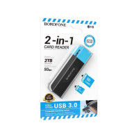 Картрідер BOROFONE DH9 Wisdom 2-in-1 USB 3.0 card reader Black Blue (Колір Black Blue) - фото № 2