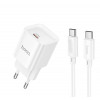 Мережевий зарядний пристрій HOCO C146A Charm single port PD20W charger set (C to C) (EU) White (Білий) Hoco - № 1