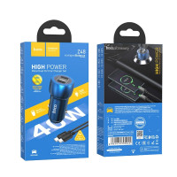 Автомобільний зарядний пристрій HOCO Z48 Tough 40W dual port(2C) car charger set(Type-C to Type-C) Sapphire Blue (Колір Sapphire Blue) - фото № 5