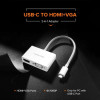 USB-хаб UGREEN USB Type C to HDMI + VGA Converter (White) (White)- № 4