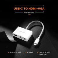 USB-хаб UGREEN USB Type C to HDMI + VGA Converter (White) (Колір White) - фото № 4